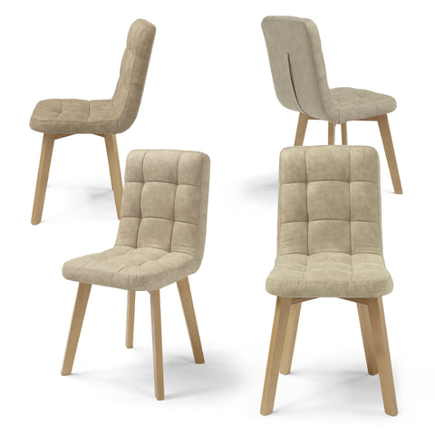 Sedia Imbottita LORY Base Legno per sala da pranzo in tessuto trapuntato a quadri Design moderno