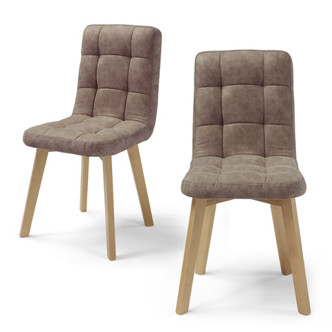 Sedia Imbottita LORY Base Legno per sala da pranzo in tessuto trapuntato a quadri Design moderno
