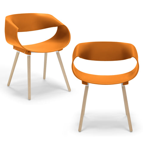 Set di sedie in polipropilene con gambe in legno