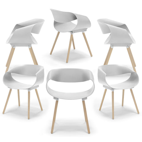 Set di sedie in polipropilene con gambe in legno