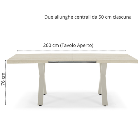 Tavolo da pranzo 160x90 MADE IN ITALY modello PABLO allungabile fino a 260 CM