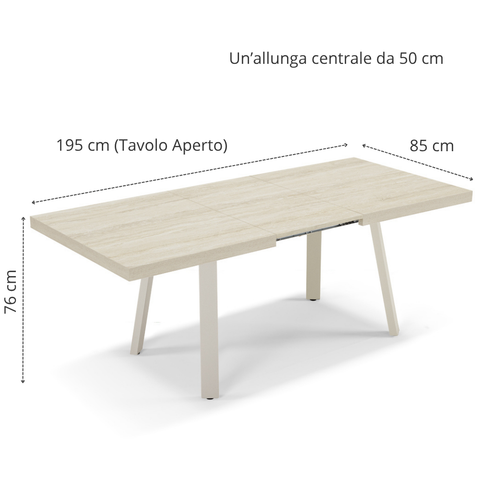 Tavolo da pranzo 145x85 modello MIRO' allungabile fino a 195 CM