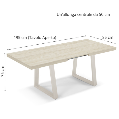 Tavolo da pranzo 145x85 MADE IN ITALY modello GOYA allungabile fino a 195 CM