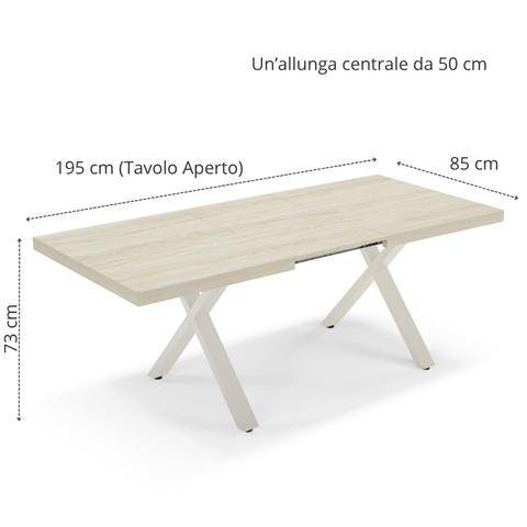 Tavolo da pranzo 145x85 MADE IN ITALY modello PABLO allungabile fino a 195 CM