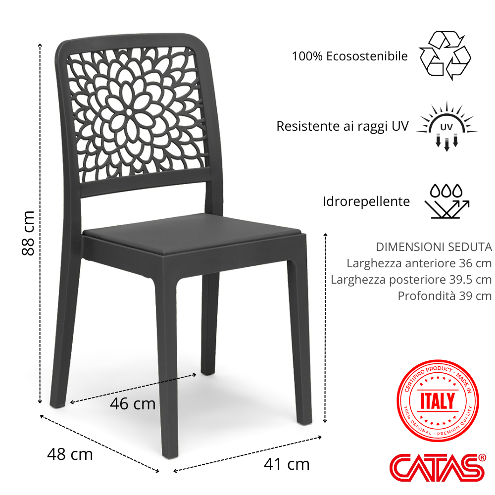 Sedia in polipropilene Tiche impilabile Design moderno da Interno/Esterno
