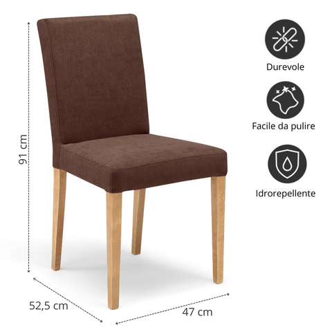Sedia imbottita DERBY per sala da pranzo con struttura in legno naturale