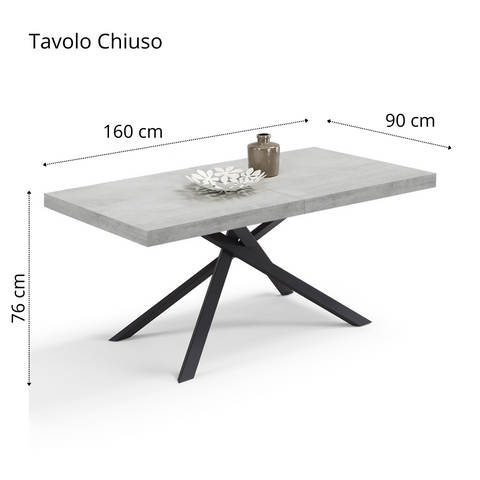 Tavolo da pranzo allungabile 160x90 CASSIOPEA 2 MADE IN ITALY
