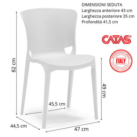 Sedia in polipropilene Jumbo impilabile Design moderno da Interno/Esterno
