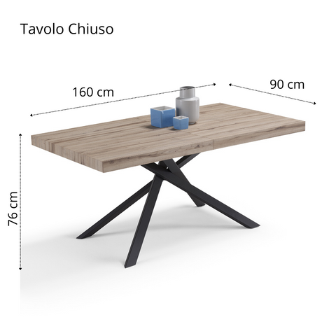 Tavolo da pranzo allungabile 160x90 CASSIOPEA 2 MADE IN ITALY