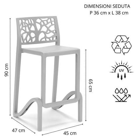 Sgabello in polipropilene Teti sg. seduta da 65