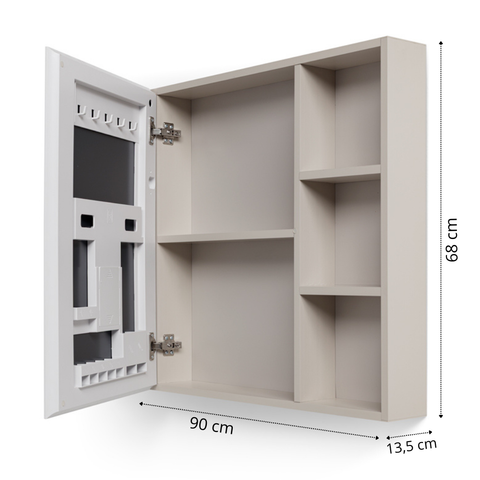 Set Arredo Bagno ALTEA 100 con mobile sospeso in alluminio a 2 cassetti e 1 anta, lavabo in ceramica e specchiera contenitore a 1 anta