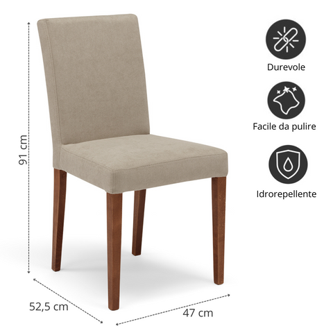 Sedia imbottita DERBY per sala da pranzo con struttura in legno naturale