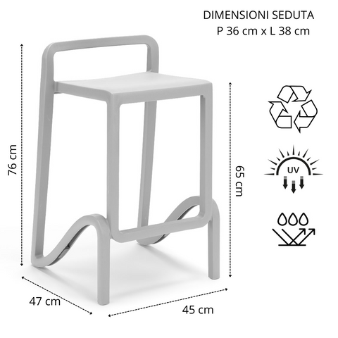 Sgabello in polipropilene Eolo sg. seduta da 65