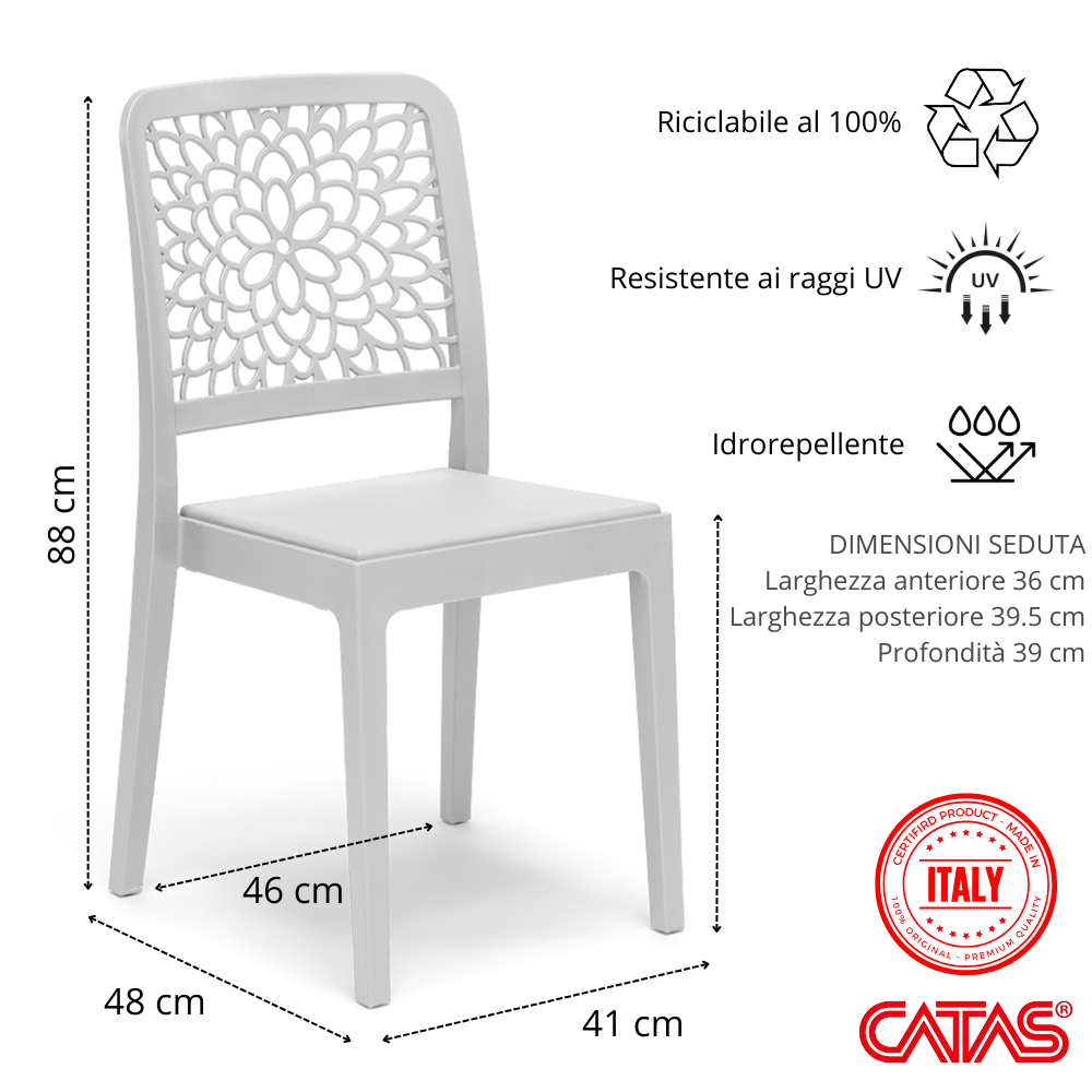 Sedia in polipropilene Tiche impilabile Design moderno da Interno/Esterno