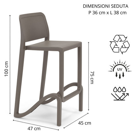 Sgabello in polipropilene Giano sg. seduta da 75