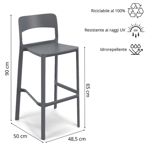 Sgabello in polipropilene Stil 100% Made in Italy sg. seduta da 65