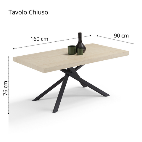 Tavolo da pranzo allungabile 160x90 CASSIOPEA 2 MADE IN ITALY
