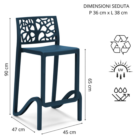 Sgabello in polipropilene Teti sg. seduta da 65