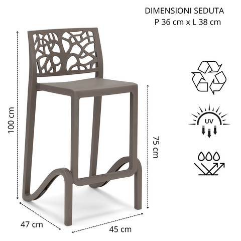 Sgabello in polipropilene Teti sg. seduta da 75
