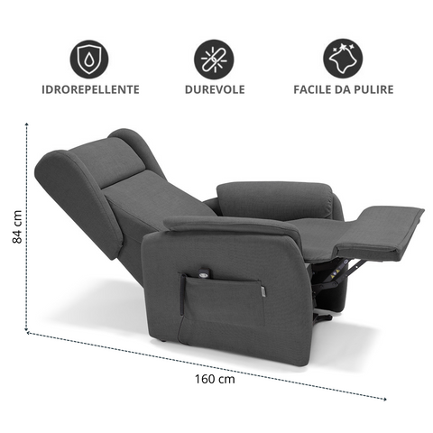 Poltrona relax elettrica reclinabile con roller system e batteria