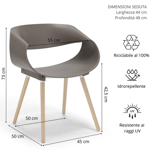 Sedia in polipropilene Diletta impilabile Design moderno da Interno/Esterno