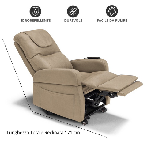 Poltrona relax reclinabile alzapersona 2 3 4 motori sistema drive guida tortora