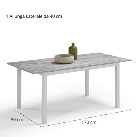 Tavolo per soggiorno con top in legno effetto cemento allungabile e struttura in metallo scheda tecnica
