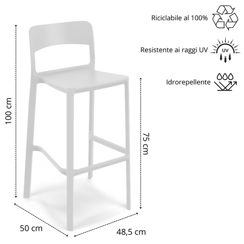 Sgabello in polipropilene Stil 100% Made in Italy sg. seduta da 75