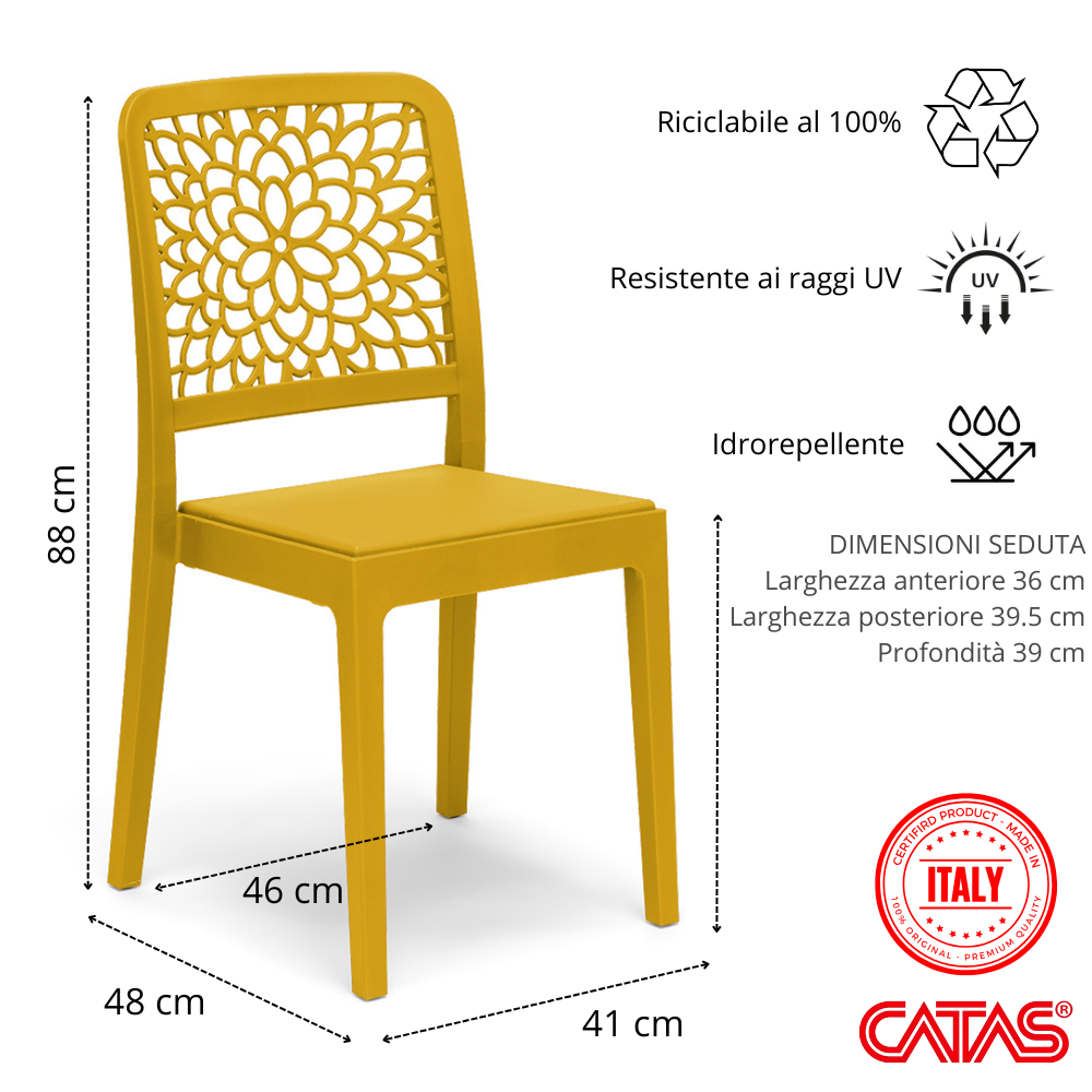 Sedia in polipropilene Tiche impilabile Design moderno da Interno/Esterno