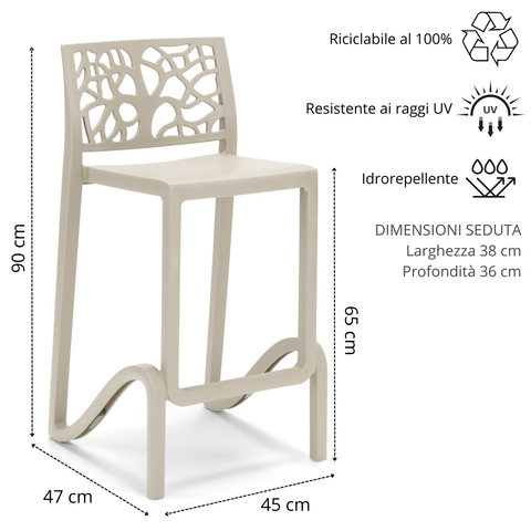 Sgabello in polipropilene Teti sg. seduta da 65