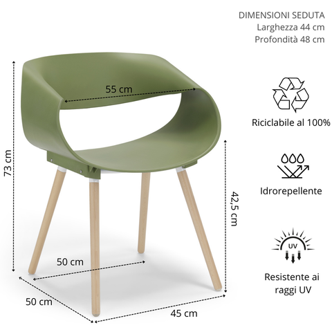 Sedia in polipropilene Diletta impilabile Design moderno da Interno/Esterno