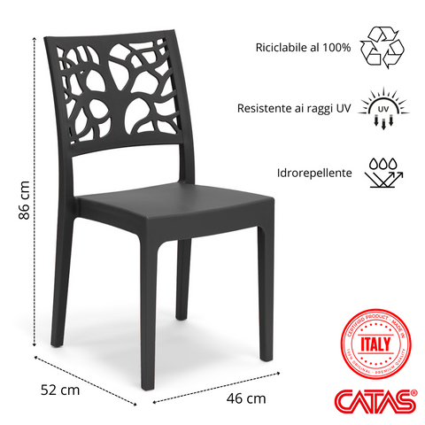 Sedia in polipropilene Teti impilabile  Design moderno da Interno/Esterno