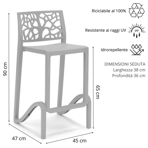 Sgabello in polipropilene Teti sg. seduta da 65