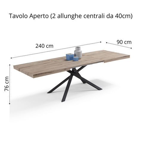 Tavolo da pranzo allungabile 160x90 CASSIOPEA 2 MADE IN ITALY