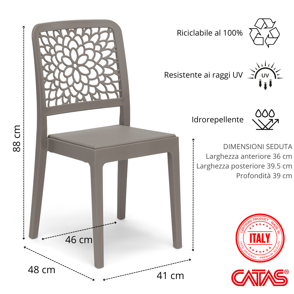 Sedia in polipropilene Tiche impilabile Design moderno da Interno/Esterno