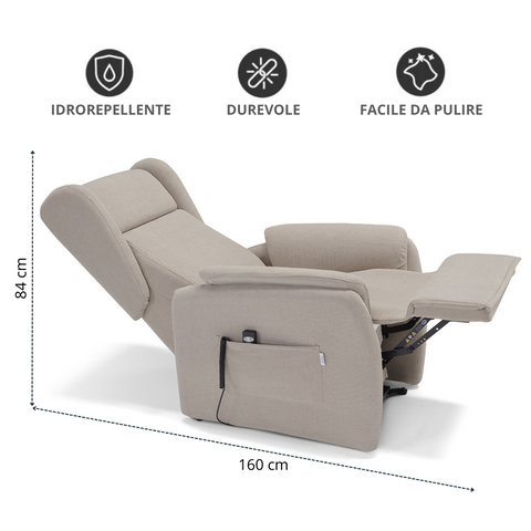 Poltrona relax elettrica reclinabile con roller system e batteria scheda tecnica
