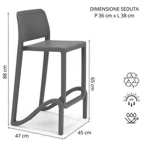 Sgabello in polipropilene Giano sg. seduta da 65