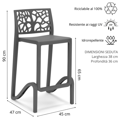 Sgabello in polipropilene Teti sg. seduta da 65
