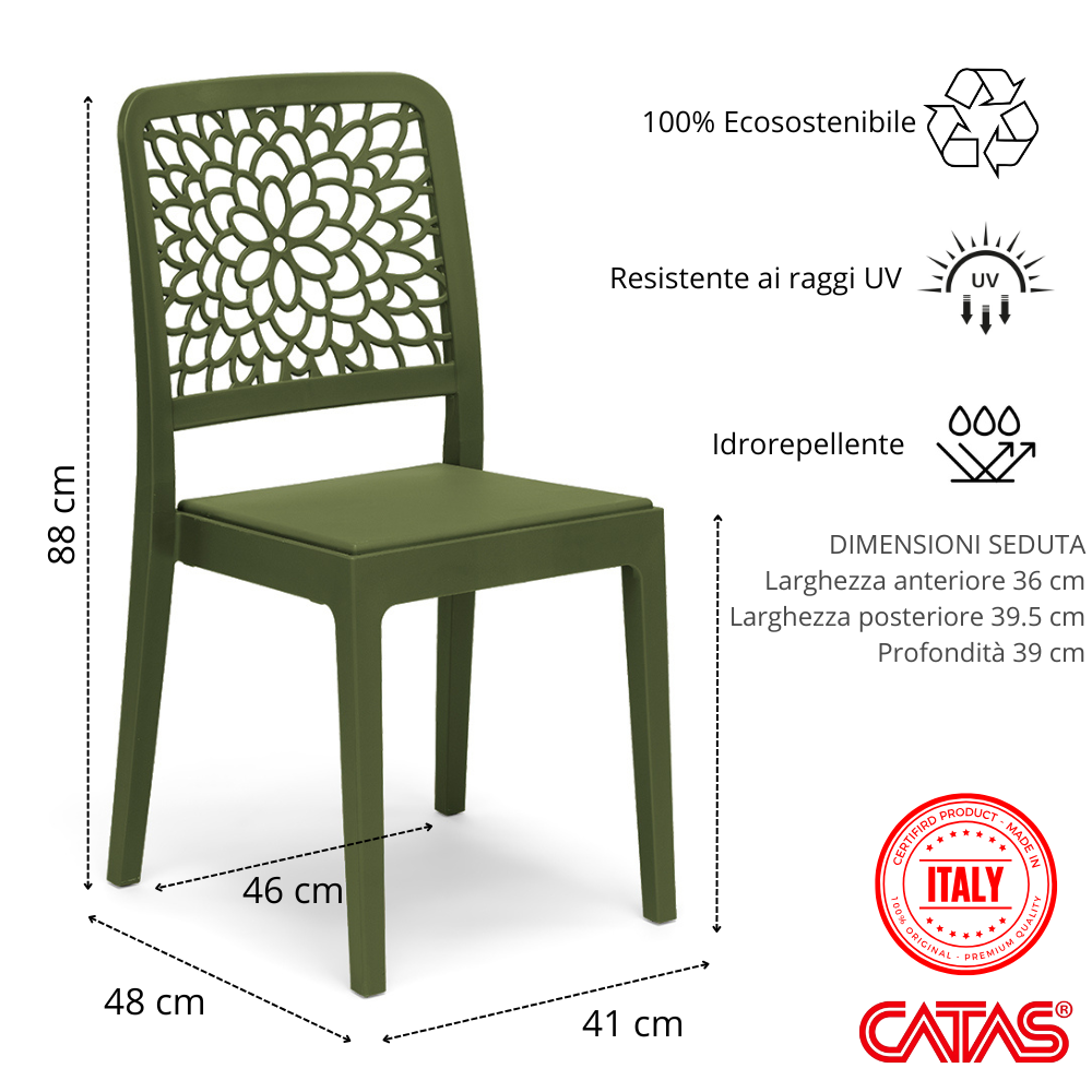 Sedia in polipropilene Tiche impilabile Design moderno da Interno/Esterno