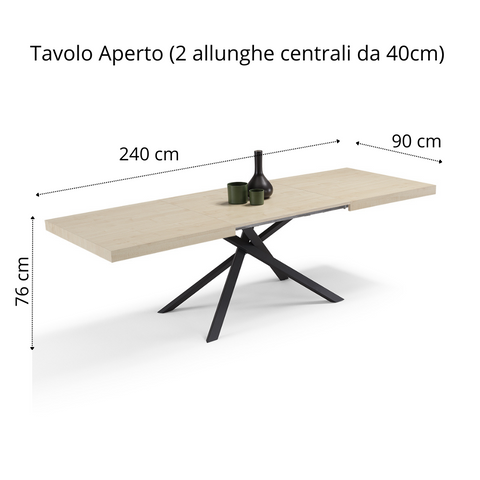 Tavolo da pranzo allungabile 160x90 CASSIOPEA 2 MADE IN ITALY