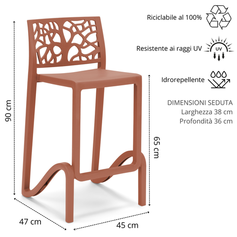Sgabello in polipropilene Teti sg. seduta da 65