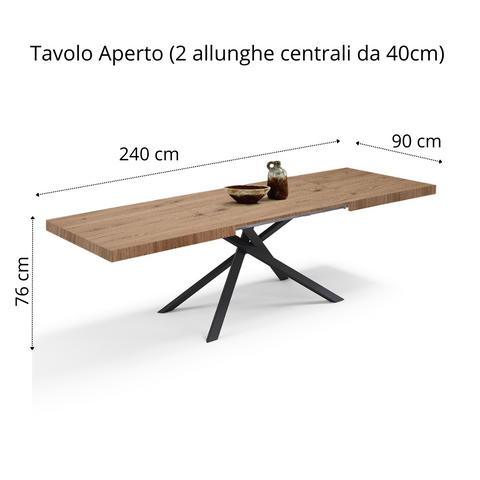 Tavolo da pranzo allungabile 160x90 CASSIOPEA 2 MADE IN ITALY