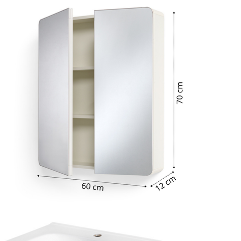 Mobile Bagno Sospeso 60/80/100 cm MIMOSA in alluminio con ante e cassetti, specchiera sospesa, lavabo in ceramica