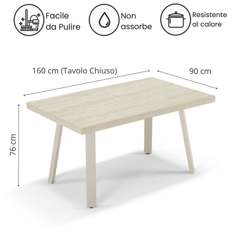 Tavolo da pranzo 160x90 modello MIRO' allungabile fino a 260 CM