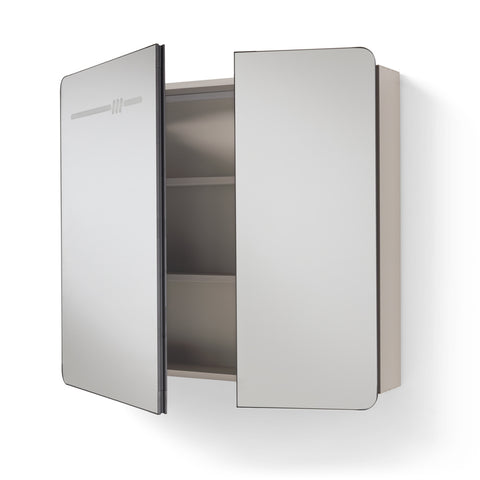 Set Mobile Bagno Sospeso ASTER 80 cm in Alluminio con fascia Bronzata, Lavabo in Ceramica e Specchiera LED con rilevamento persona