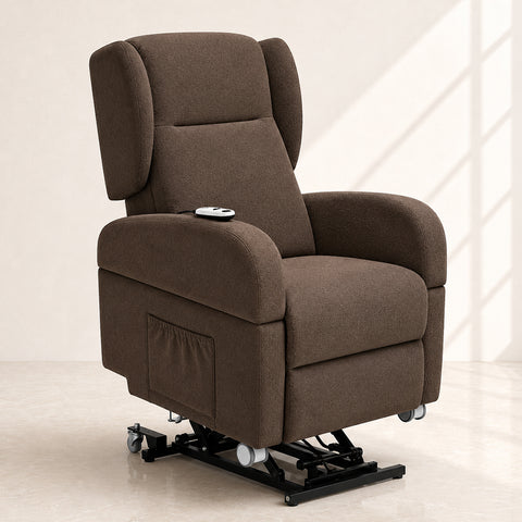 Poltrona Atlanta relax elettrica 4 motori alzapersona in tessuto fango e sistema lift