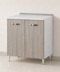 Mobile base per cucina componibile da 80 cm con 1 anta, finitura olmo chiaro effetto legno e struttura bianca profondità 50 cm. Ideale per completare composizioni cucina moderne e funzionali, offrendo pratico spazio contenitivo per utensili, pentole e accessori.