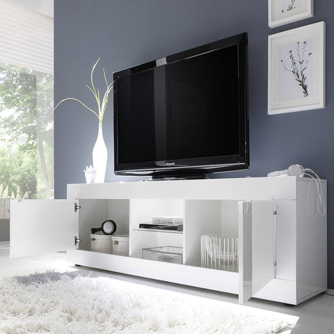 Mobile Porta TV 2 Ante Linea Basic 100% Made in Italy Bianco Laccato Lucido (in KIT)