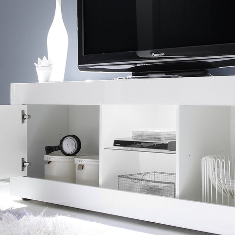 Mobile Porta TV 2 Ante Linea Basic 100% Made in Italy Bianco Laccato Lucido (in KIT)