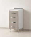 Mobile cassettiera per cucina componibile da 40 cm con 4 pratici cassetti, finitura olmo chiaro effetto legno e struttura bianca profondità 50 cm. Ideale per organizzare utensili, posate e accessori da cucina, perfetta per arredare cucine moderne, classiche e contemporanee.